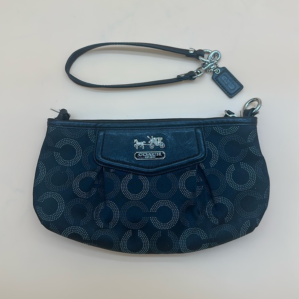 VTG:COACH Hand Bag-Black & Silver LOGO With Detachable/Adjustable Long Strap